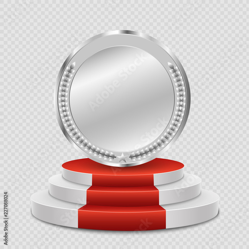 Award medals isolated on transparent background. Vector illustration of winner concept.