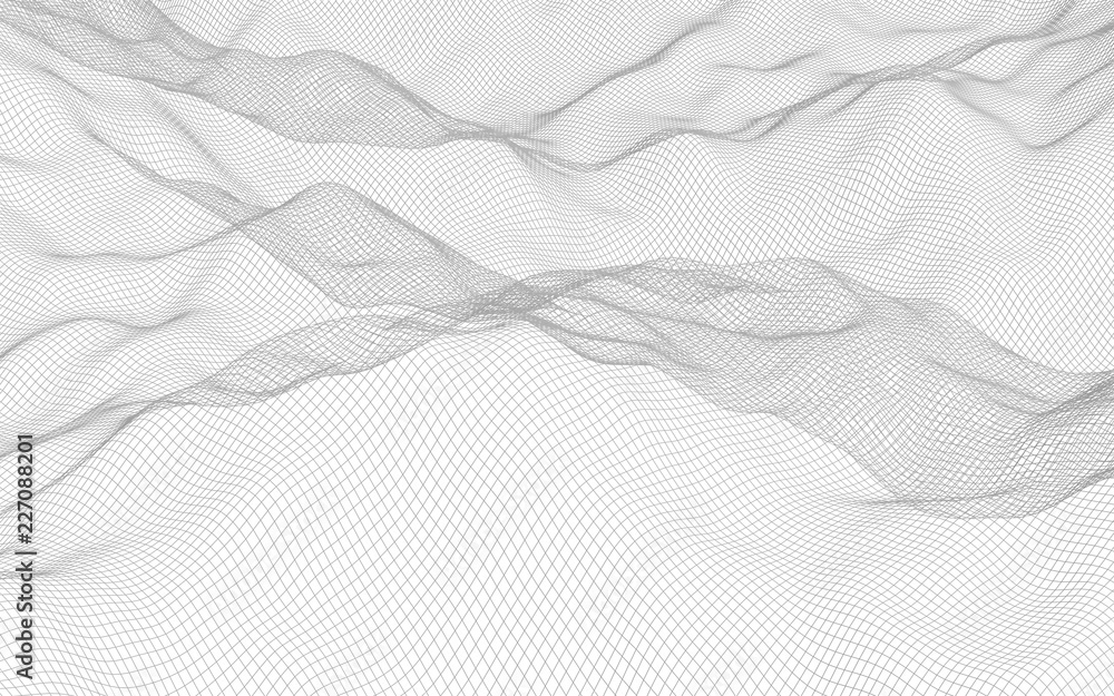 Abstract landscape on a white background. Cyberspace grid. Hi-tech network. 3d technology illustration Abstract landscape on a white background. Cyberspace grid. Hi-tech network. 3d technology illustration