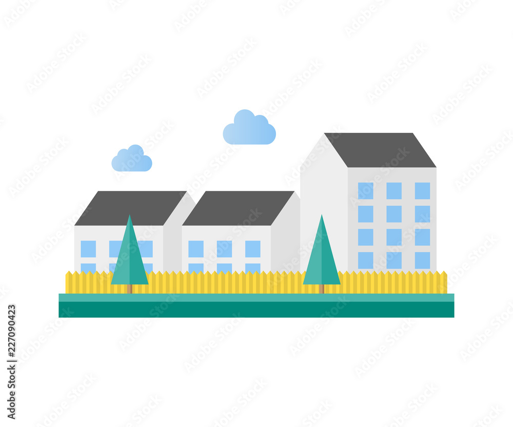 Houses in the street vector illustration