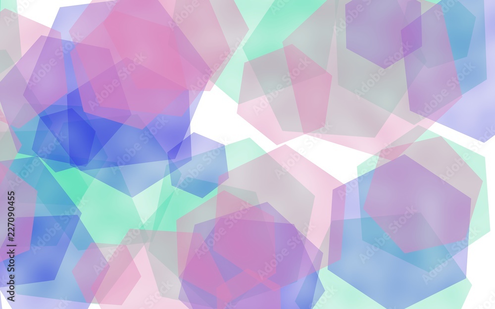 Fototapeta premium Multicolored translucent hexagons on white background. Red tones. 3D illustration