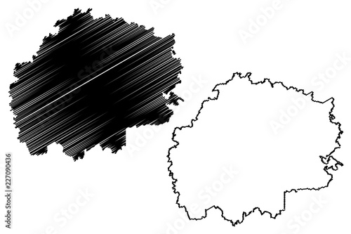 Ryazan Oblast (Russia, Subjects of the Russian Federation, Oblasts of Russia) map vector illustration, scribble sketch Ryazan Oblast map