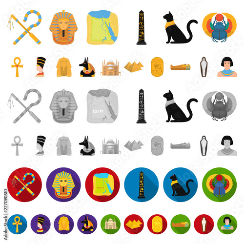 Ancient Egypt cartoon icons in set collection for design. The reign of Pharaoh vector symbol stock web illustration.