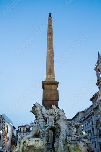 Obelisk in Rome with sunset