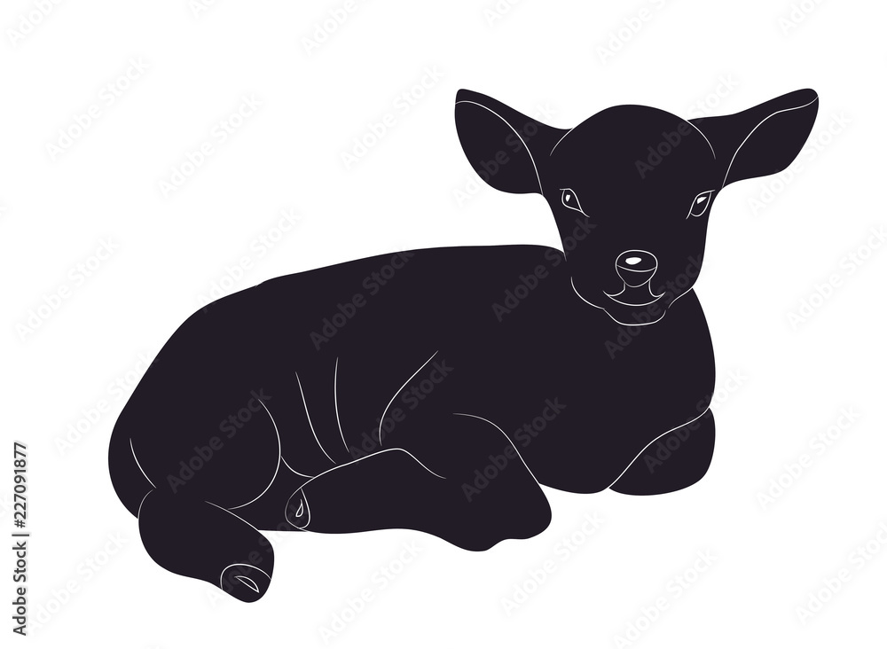 lamb lies drawing silhouette, vector lamb lies drawing silhouette, vector