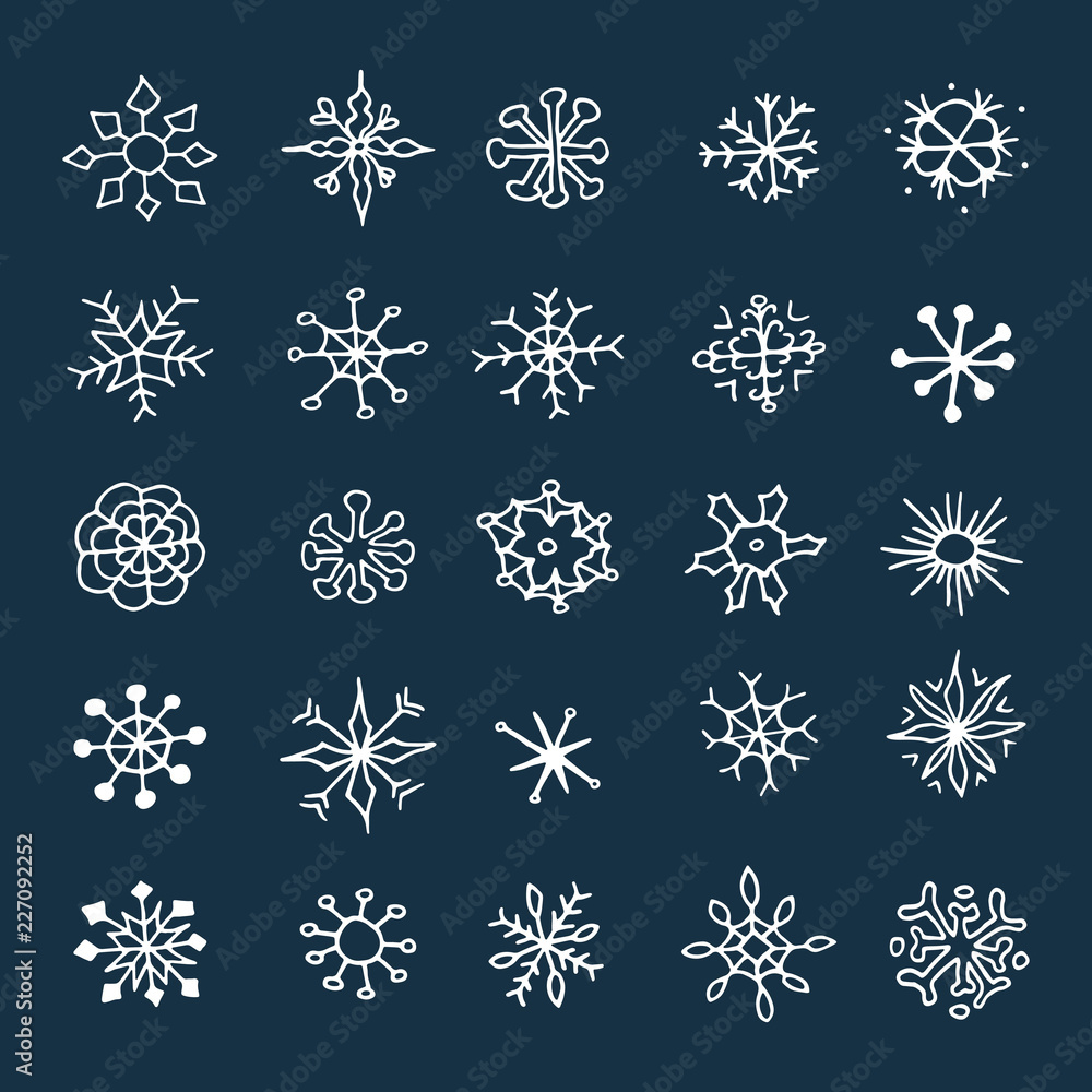 Set of hand drawn sketch snowflakes. Set of hand drawn sketch snowflakes.