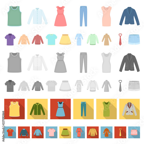 Different kinds of clothes cartoon icons in set collection for design. Clothes and style vector symbol stock web illustration.