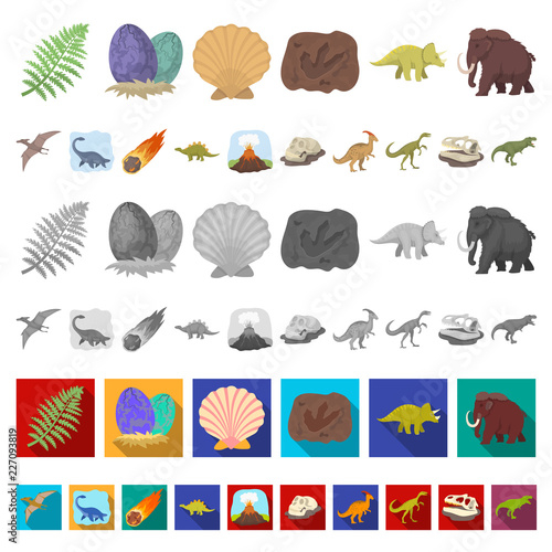 Different dinosaurs cartoon icons in set collection for design. Prehistoric animal vector symbol stock web illustration.