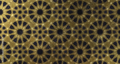 Islamic decorative pattern with golden artistic texture.