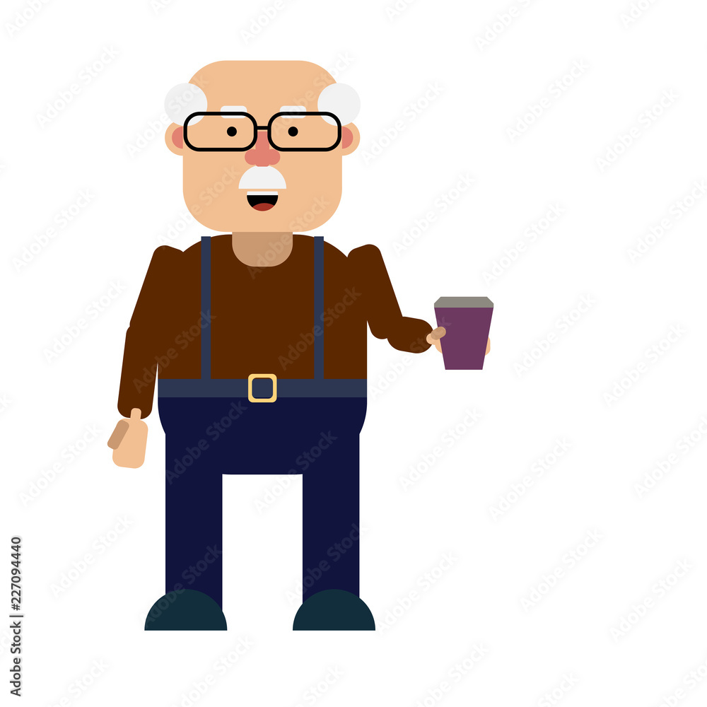 Grandfather is holding a drink. Vector