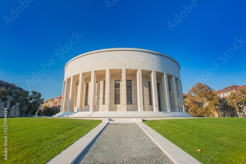 Zagreb, Croatia, art gallery and beautiful green park in center of Croatian capital, classic monumental architecture