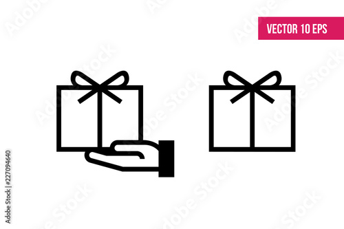 Gift box, ribbon. Vector logo gift box. illustration of gift box present, surprise