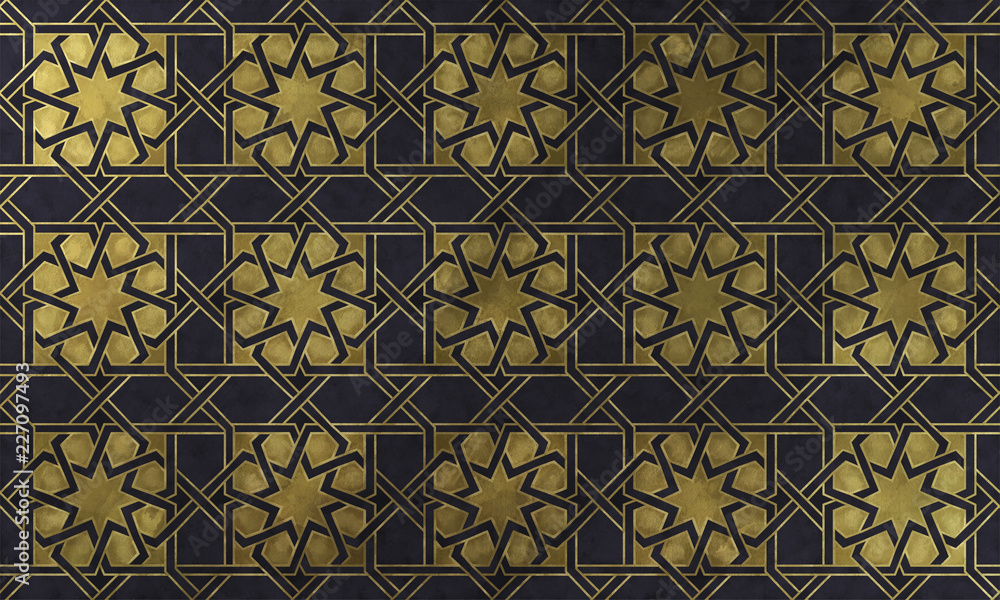 Islamic decorative pattern with golden artistic texture. Islamic decorative pattern with golden artistic texture.
