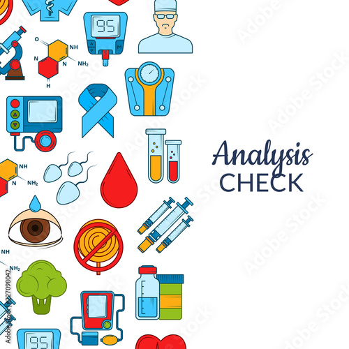 Vector colored diabetes icons background with place for text illustration