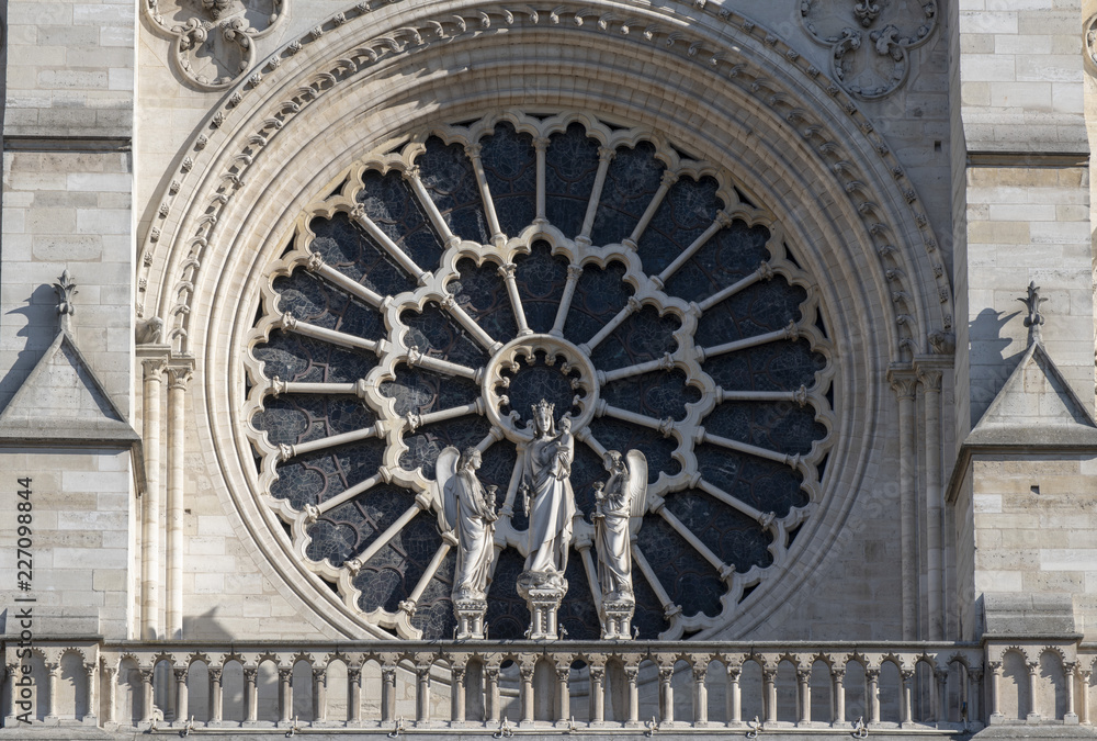 Rosette of Notre Dame Cathedral in Paris, France