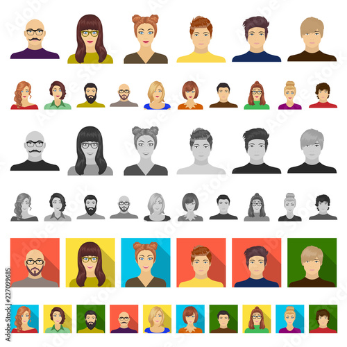 Avatar and face cartoon icons in set collection for design. A person s appearance vector symbol stock web illustration.