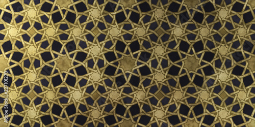 Islamic decorative pattern with golden artistic texture.