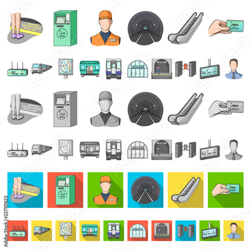 Metro, subway cartoon icons in set collection for design.Urban transport vector symbol stock web illustration.