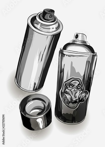 hand drawing spray cans for graffiti. vector illustration