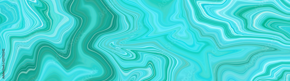 Blue background with illustration of waves and lines with a gradient of pastel colors. The texture of the marble panoramic size for various purposes.