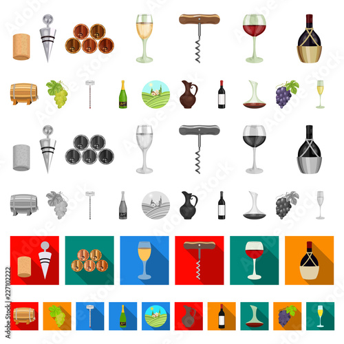 Wine products cartoon icons in set collection for design. Equipment and production of wine vector symbol stock web illustration.