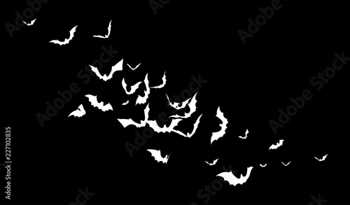 Bats - Halloween Inverse Design. Cute Horror Background With Shadows for Stickers, T-shorts and other