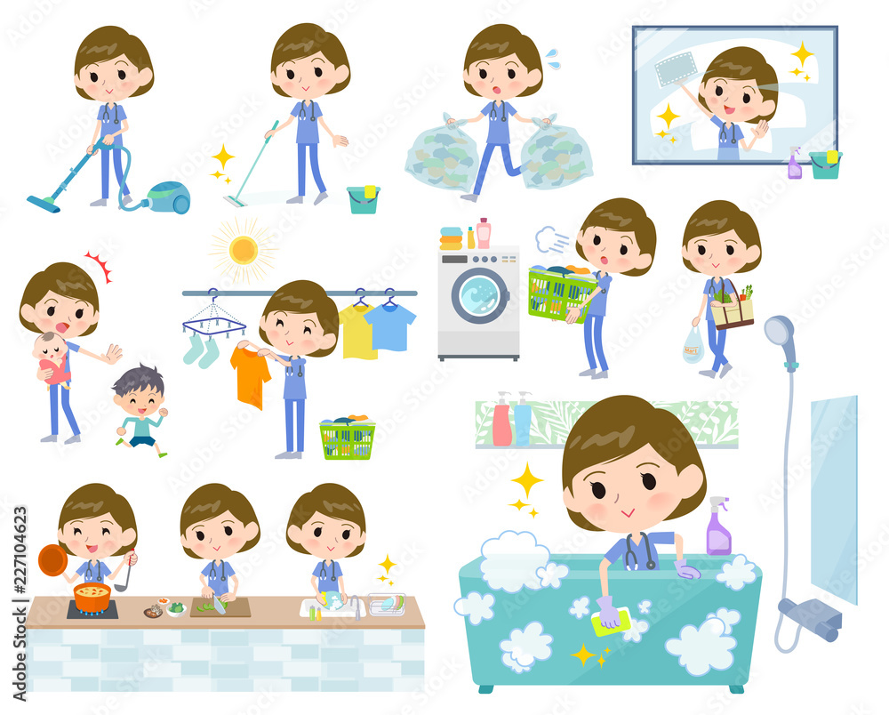 surgical operation blue wear women_housekeeping surgical operation blue wear women_housekeeping