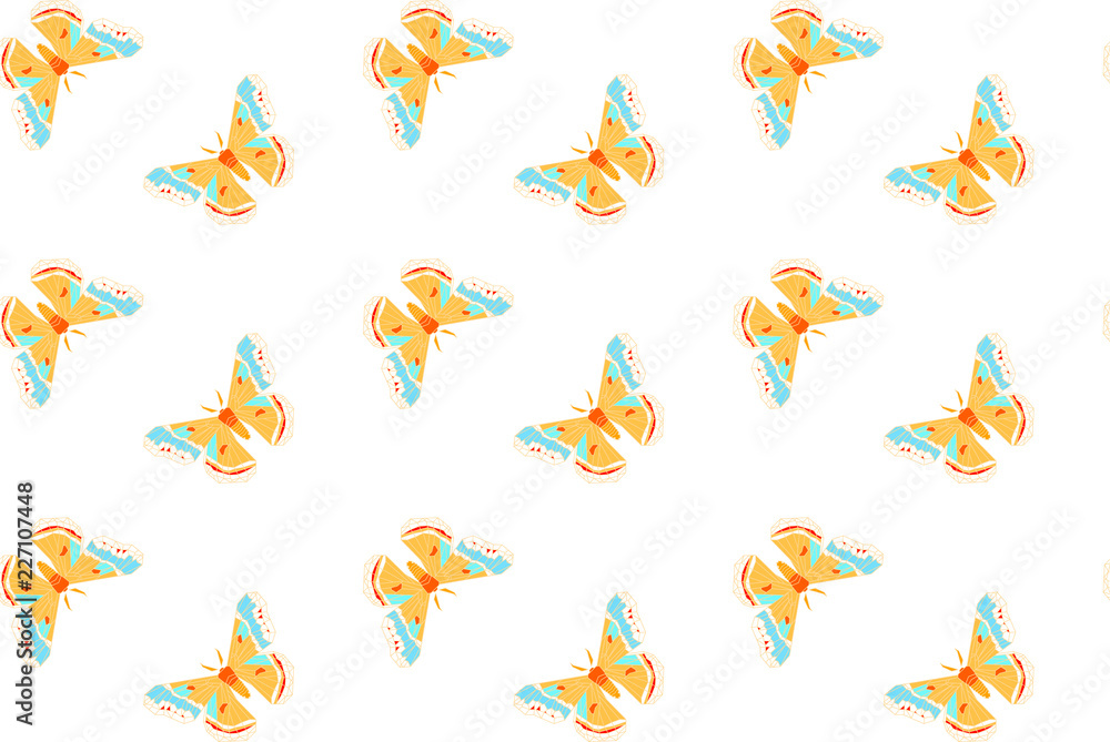 Obraz premium Cecropia moth vector seamless pattern on white