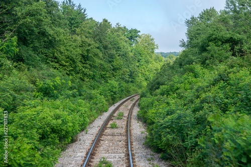 Railway tracks in Romania on a summer day