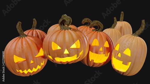 Carved Halloween pumpking at home Jack o lantern 3d illustration rendering