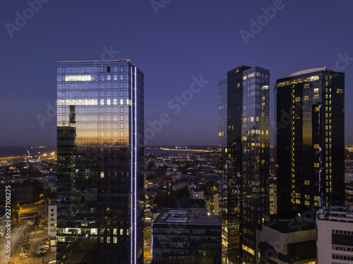 Aerial view of night city Tallinn Estonia