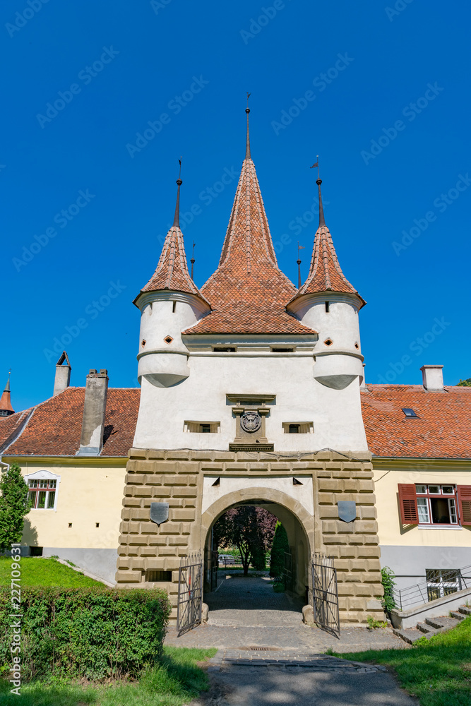 Catherine's Gate in Brasov on a sunny summer day in Brasov, Romania