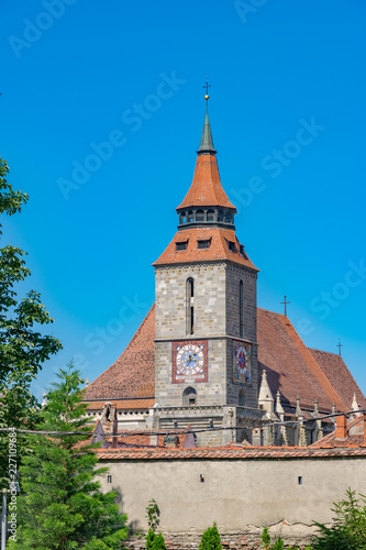 Brasov Black Church on a sunny summer day in Brasov, Romania