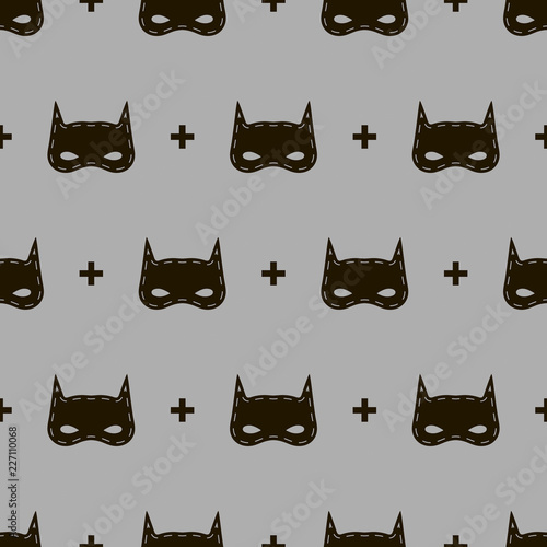 Seamless kids pattern with super hero mask