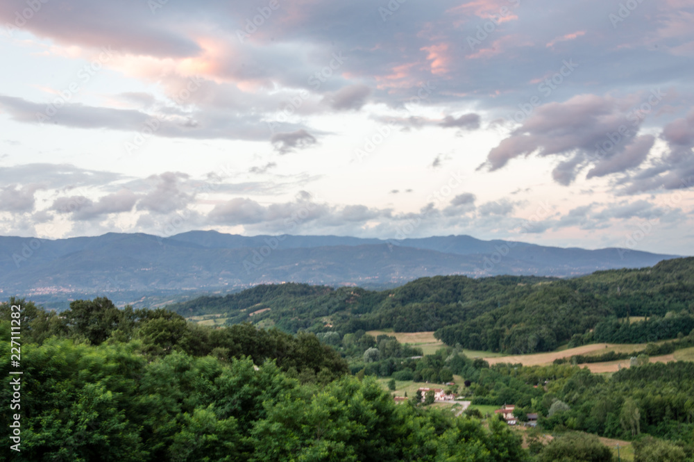 Panoramic view of the rolling hills of Chianti during summer