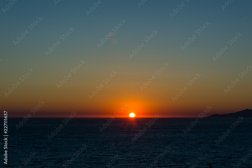 Sunset on the island of Capri seen from Palinuro