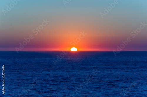 Sunset on the island of Capri seen from Palinuro