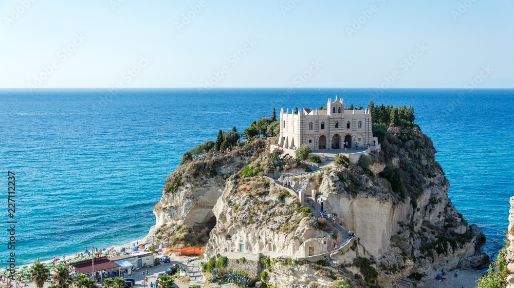 Panoramic view of the seacoast of Tropea in Calabria Italy