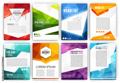 Poster Design Template Set - Abstract modern polygonal flyer collection