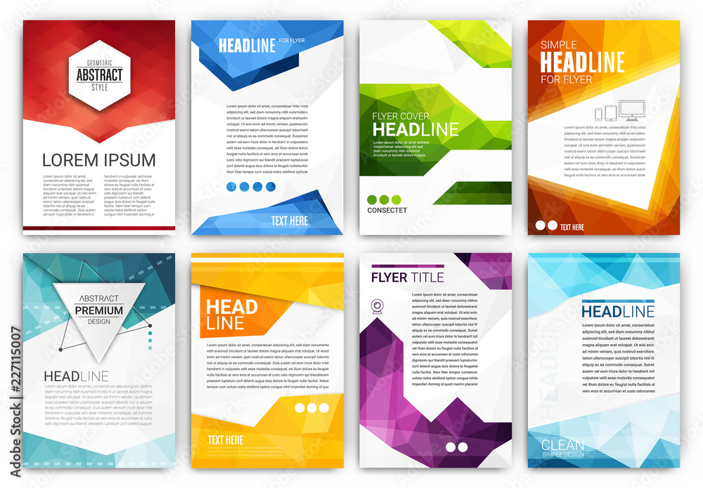 Poster Design Template Set - Abstract modern polygonal flyer collection
