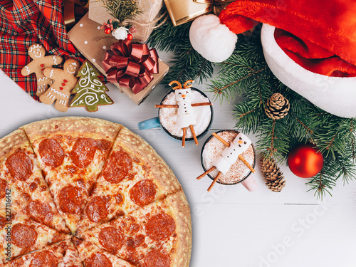 mugs with hot chocolate in which the men from the zyphira relax. concept of a couple