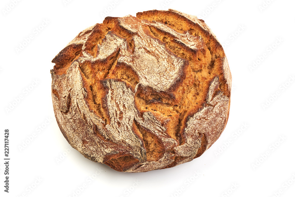 Freshly Baked Homemade Bread, close-up, isolated on a white background Freshly Baked Homemade Bread, close-up, isolated on a white background