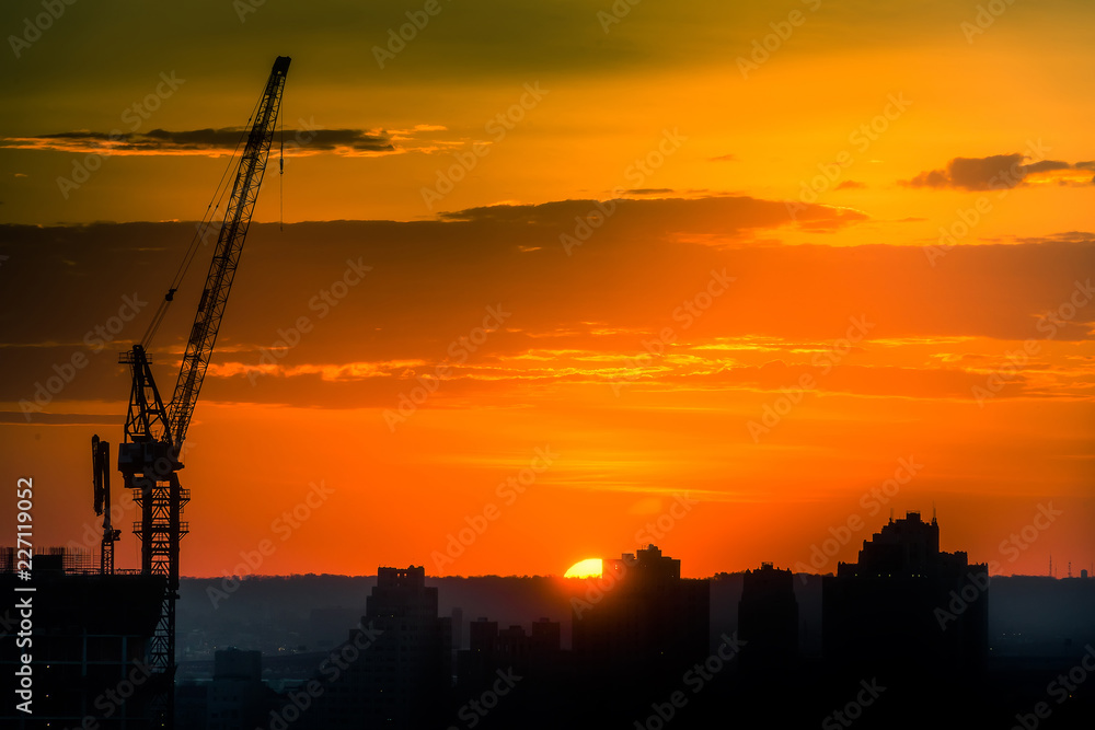 The crane at sunset