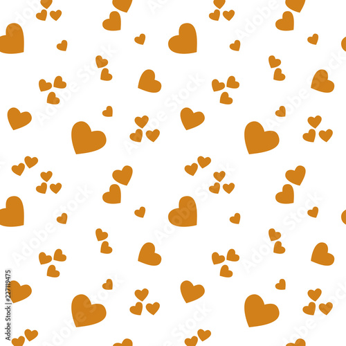 vector color yellow gold heart seamless endless pattern on white