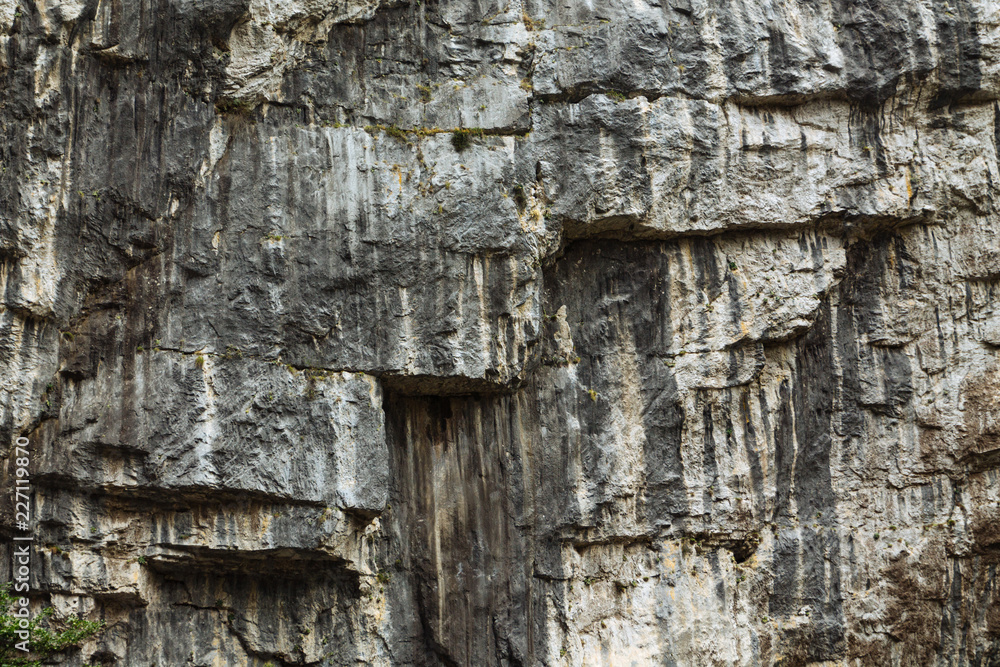 Mountain gray stone in the form of stairs. Overcast Mountain gray stone in the form of stairs. Overcast