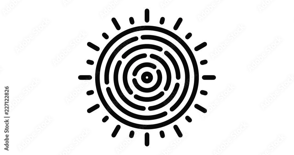 Sun line icon motion graphic animation with alpha channel.