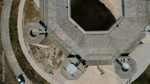 Aerial drone footage view of Castel Del Monte in Puglia in Italy
