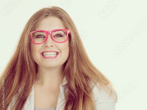 Portrait of beautiful cheerful young woman