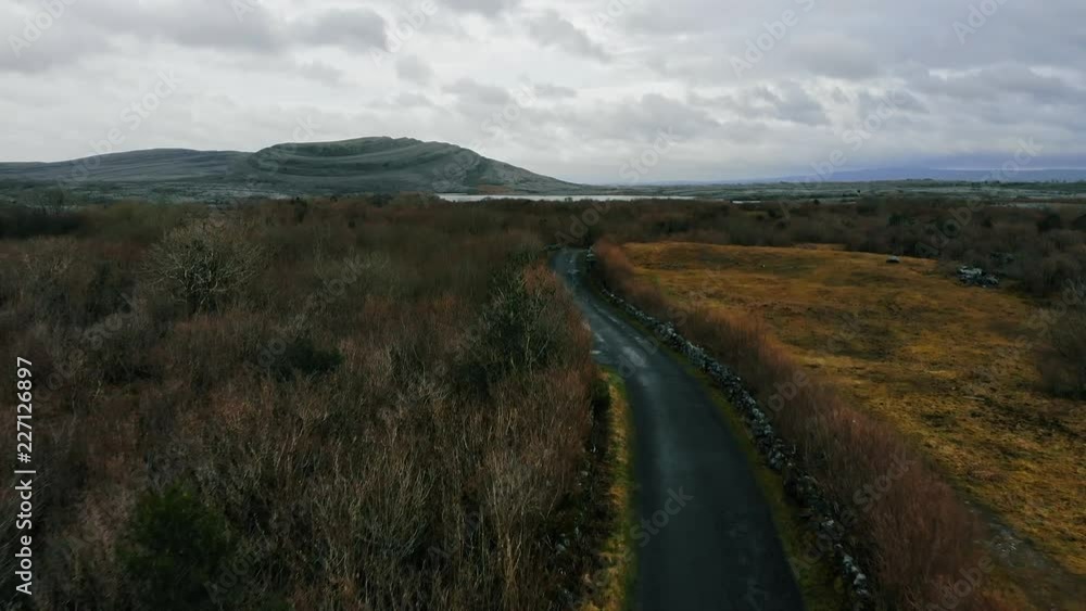 4k Epic drone over empty road in the Burren in Ireland 4k Epic drone over empty road in the Burren in Ireland