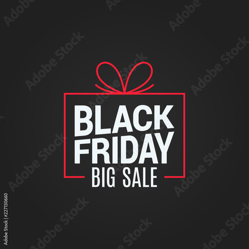 black friday sale gift box on black background