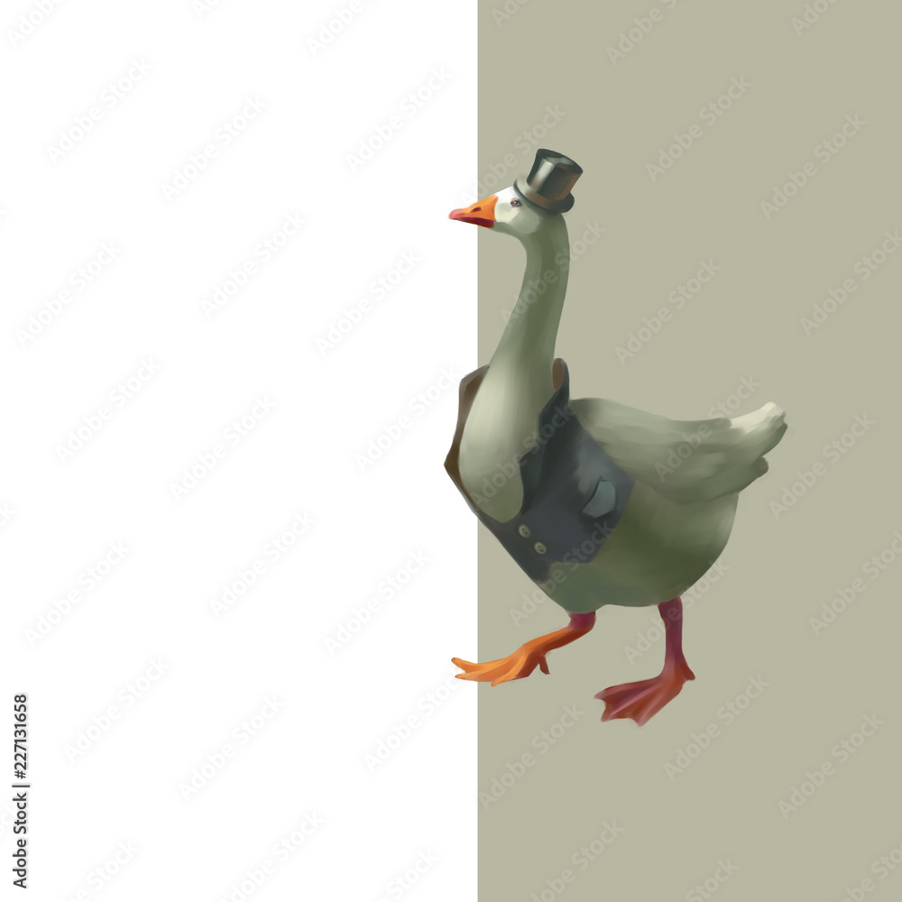 Obraz premium Sir Goose wearing top hat